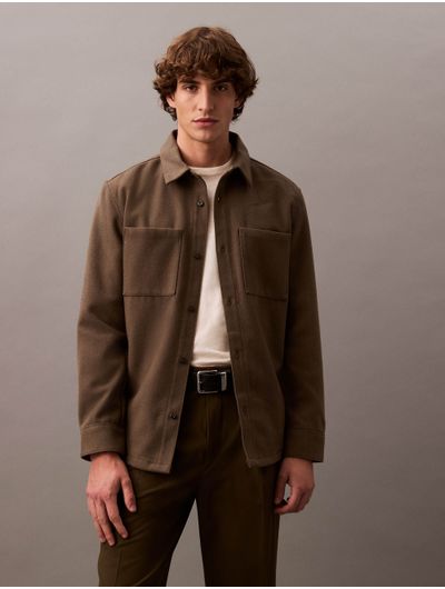 Sobrecamisa-Calvin-Klein-de-Lana-Hombre-Cafe
